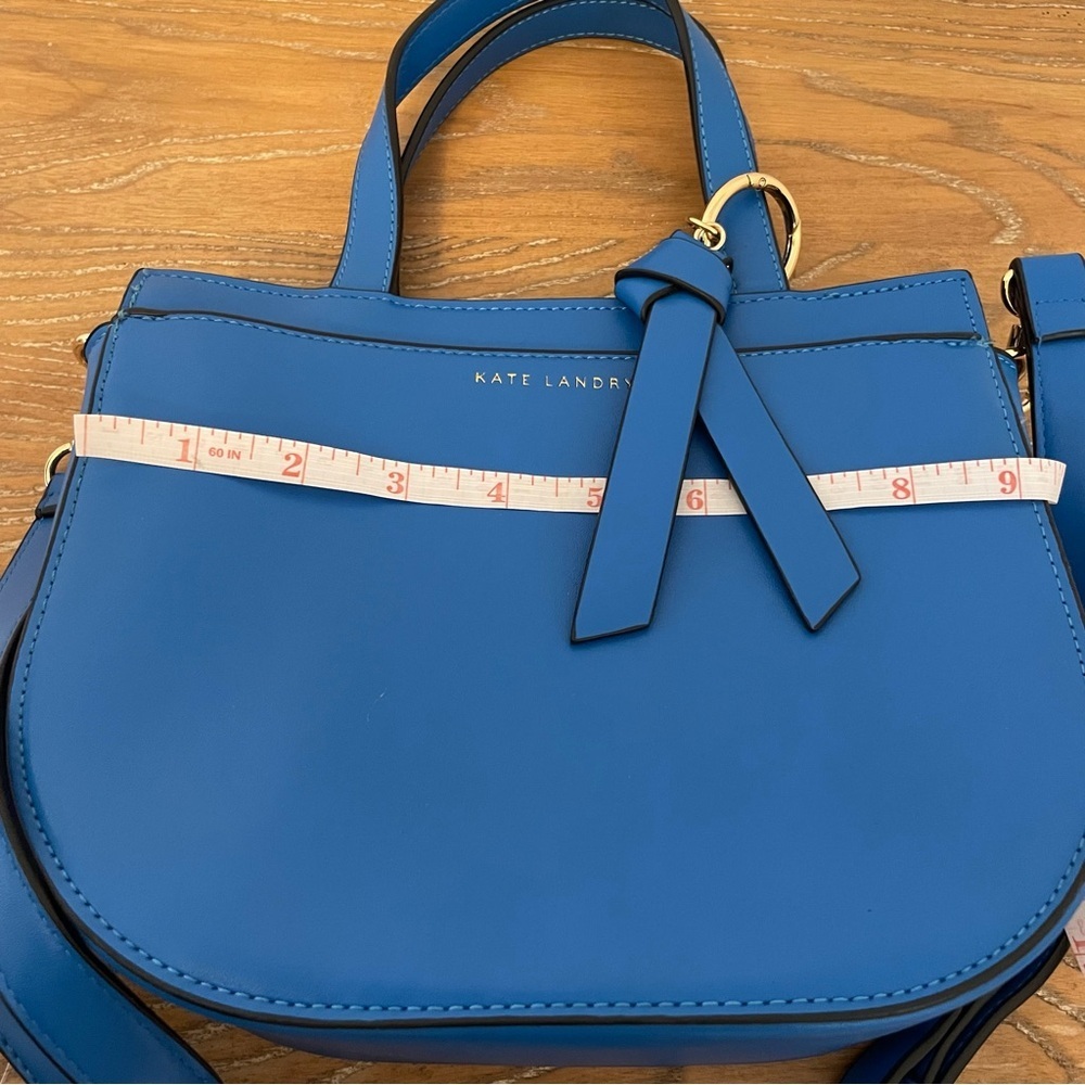 Kate Landry Blue and Gold Round Satchel Crossbody Handbag - Picture 9 of 10